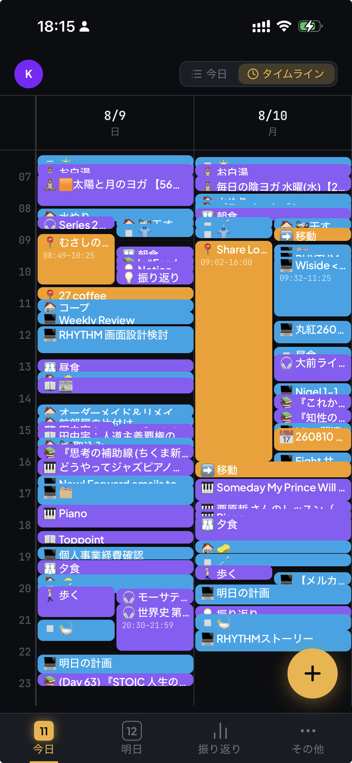 タイムライン表示